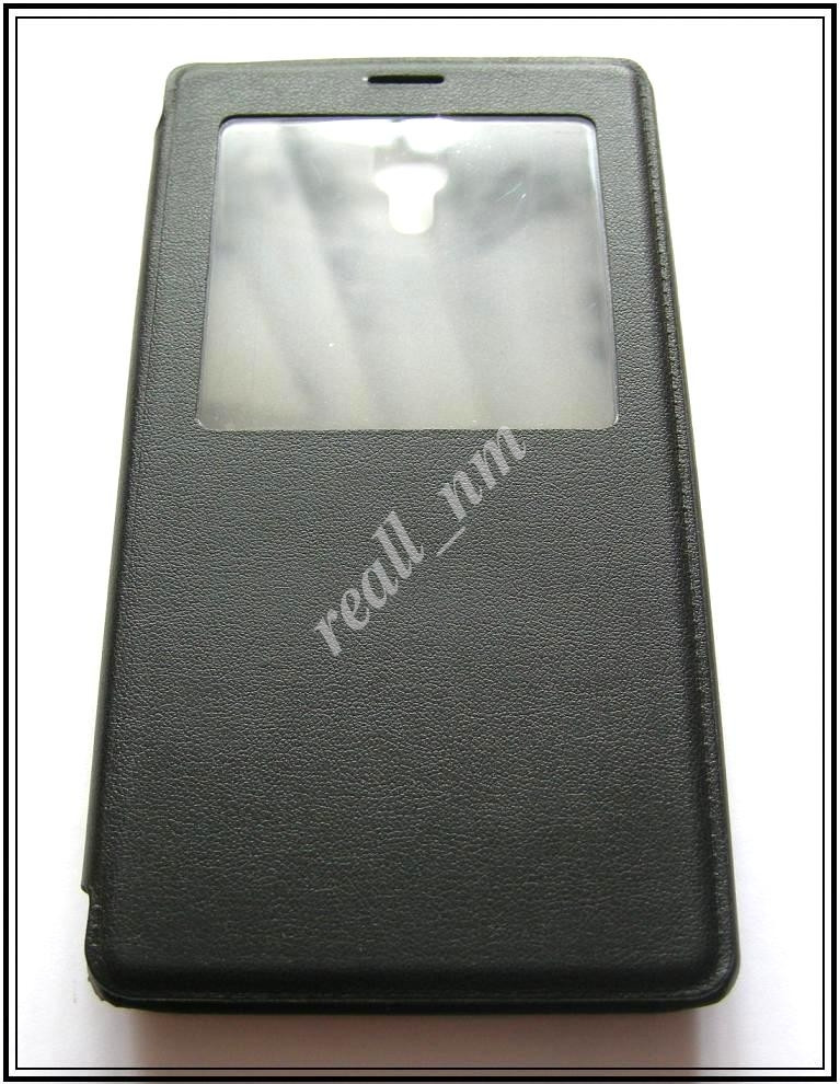 Черный кожаный чехол-книжка для смартфона Xiaomi Redmi Note - фото 1 - id-p92790918