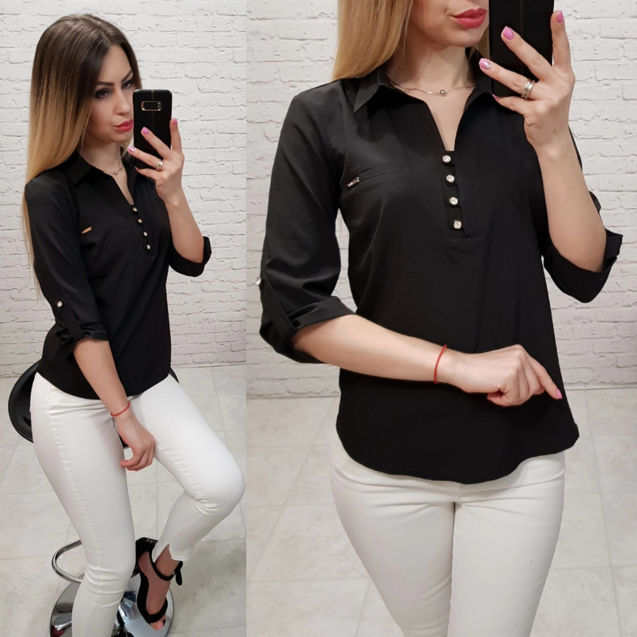 Сорочка / блуза / блузка арт. 828 чорного кольору / чорна