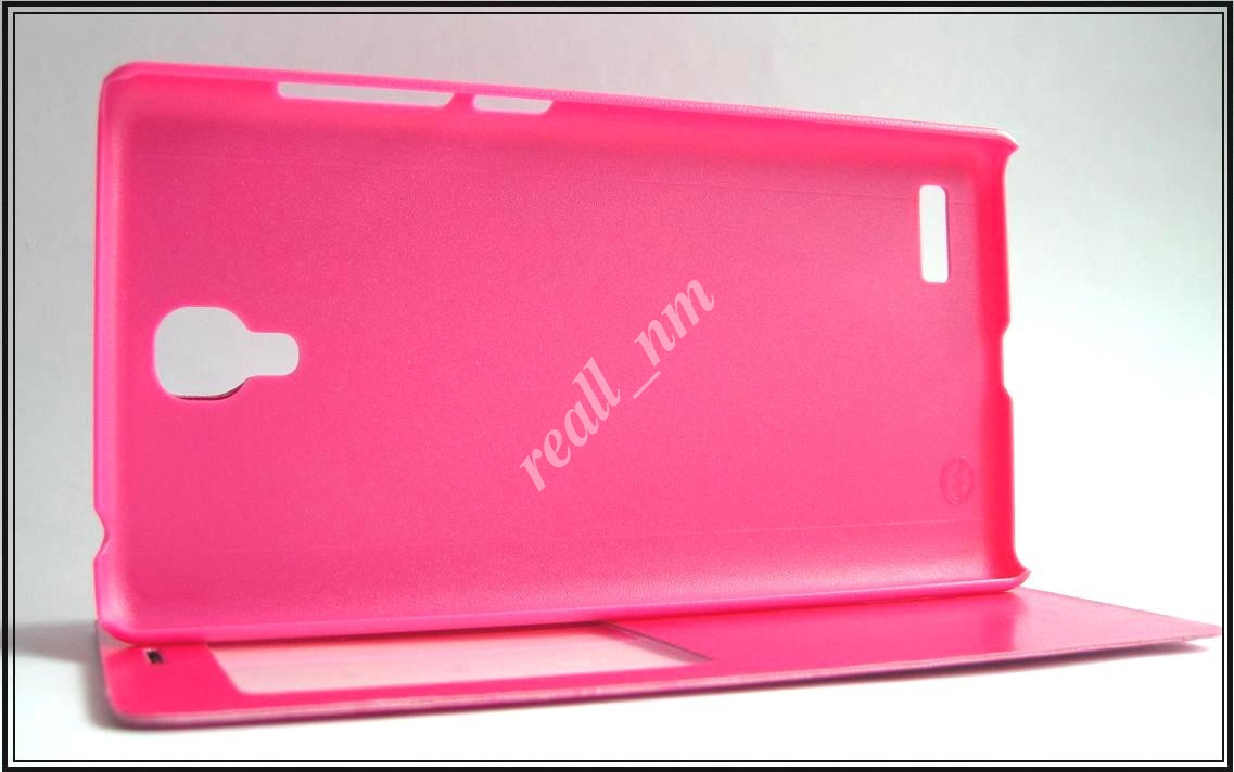 Розовый кожаный чехол-книжка для смартфона Xiaomi Redmi Note - фото 2 - id-p92811487