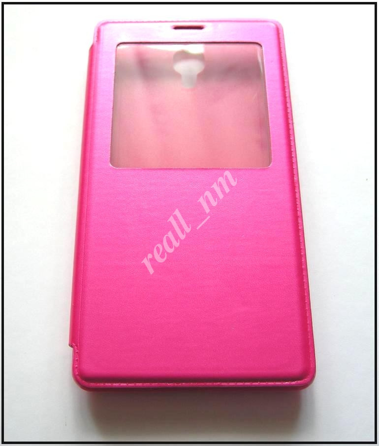 Розовый кожаный чехол-книжка для смартфона Xiaomi Redmi Note - фото 1 - id-p92811487