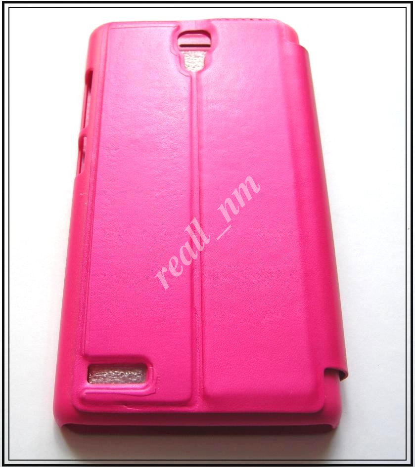 Розовый кожаный чехол-книжка для смартфона Xiaomi Redmi Note - фото 3 - id-p92811487