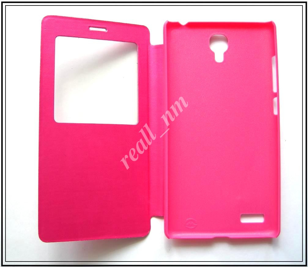 Розовый кожаный чехол-книжка для смартфона Xiaomi Redmi Note - фото 4 - id-p92811487