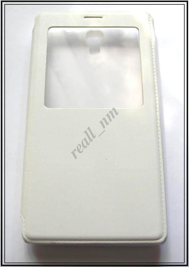 Белый кожаный чехол-книжка для смартфона Xiaomi Redmi Note - фото 1 - id-p92825220