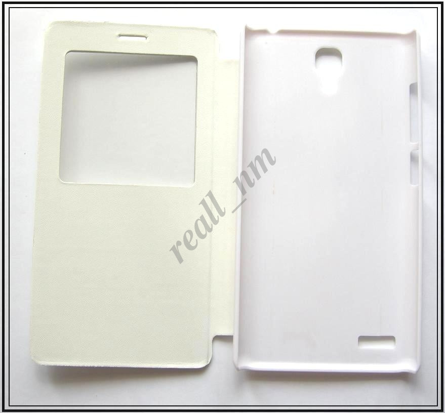 Белый кожаный чехол-книжка для смартфона Xiaomi Redmi Note - фото 4 - id-p92825220