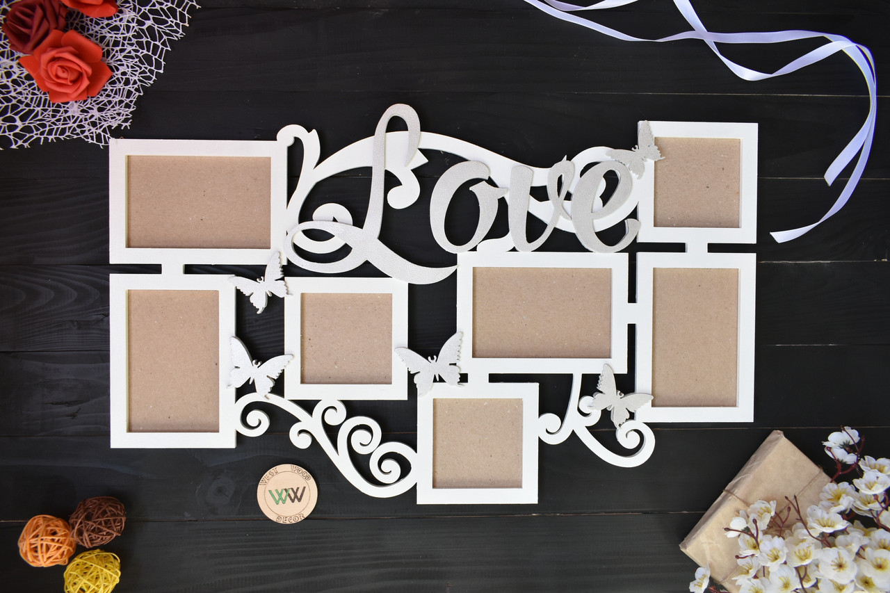 Фоторамка з дерева "LOVE" на 7 фото