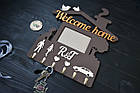 Міні ключниця з дерева "Welcome Home" з ініціалами і фоторамкою, фото 2