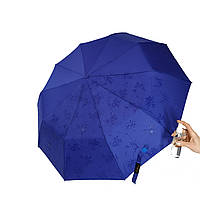 Женский зонт полуавтомат на 10 спиц Bellisimo "Flower land", проявка, синий цвет, 0461-10