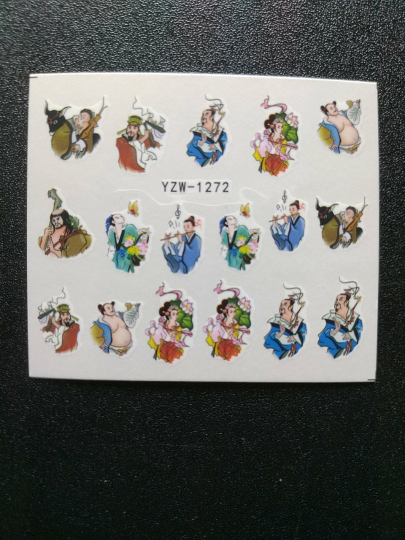 Наклейка на нігті, наклейка для нігтів, нігтьовий дизайн "самурай" 16 шт. набір