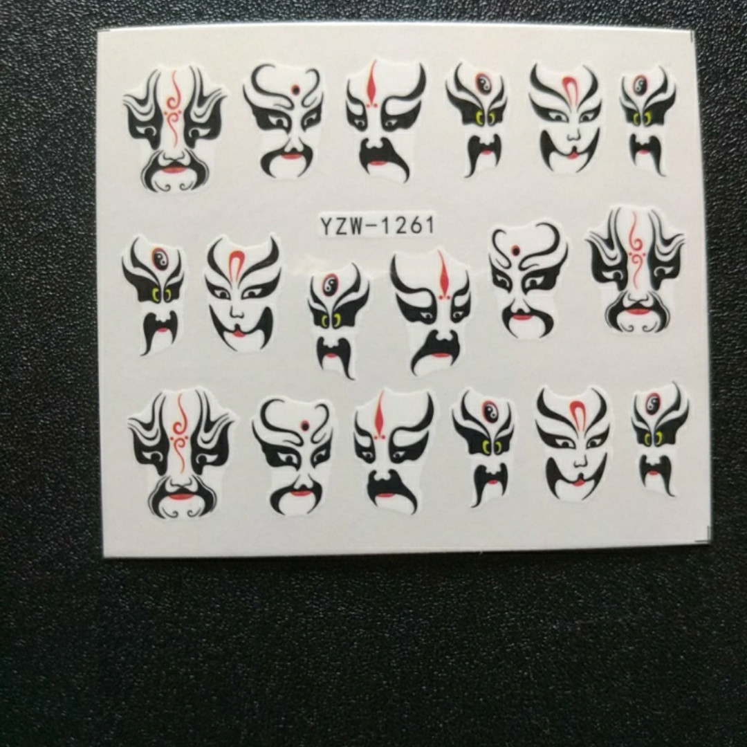 Наклейка на нігті, наклейка для нігтів, нігтьовий дизайн "лиця маски" 20 шт. набір
