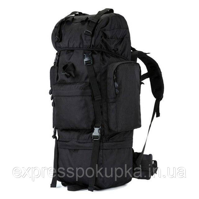 Тактичний плечової рюкзак 65 літрів для полювання, риболовлі, туризму | Чорний