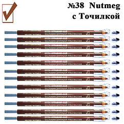 Олівець із точилкою Матовий Косметичний Цвіт Мускатний Горіх Nutmeg для Губ, Глаздо та Бровей No38 Упак 12 шт.
