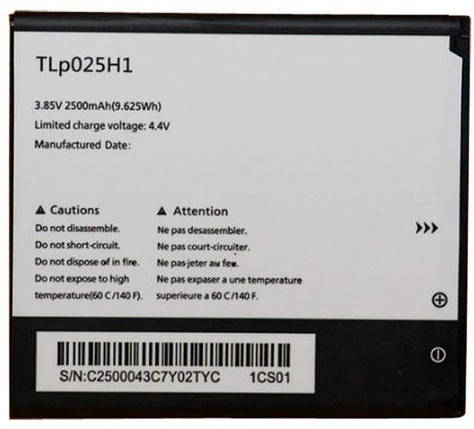 Акумулятор Alcatel TLp025H1, TLp025H7 (1750 mAh), фото 2