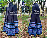 Пальто для дівчинки в етностилі "Верховина" (чорно блакитне),  146 р., фото 2