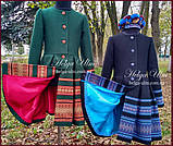 Пальто для дівчинки в етностилі "Верховина" (чорно блакитне),  146 р., фото 3