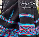 Пальто для дівчинки в етностилі "Верховина" (чорно блакитне),  146 р., фото 7