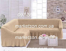 Універсальний натяжний чохол на кутовий диван із рюшем, фото 3