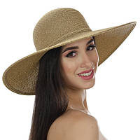 Женская летняя шляпа с широкими полями цвет под золото
