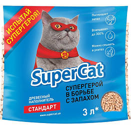 Деревний наповнювач для котів Super Cat (Супер Кет Стандарт) 1кг./3л.