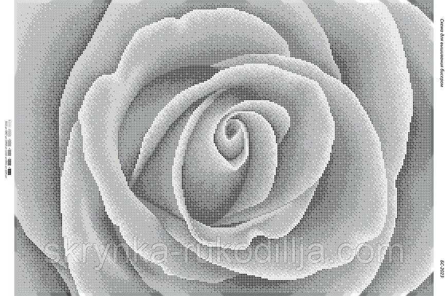 Схема на тканині для вишивки Троянда чорно-біла БС-2023 (Сяйво БСР)