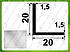 Кутник алюмінієвий 20х20х1,5 рівнополочний рівносторонній 3,0 м, фото 7