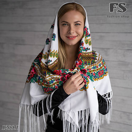Українська народна шерстяна хустина Квіти України! ДЕФЕКТ!, фото 1