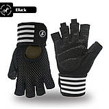 Рукавиці для тренажерного залу, фітнесу чоловічі, жіночі з напульсником (Morethan), фото 2