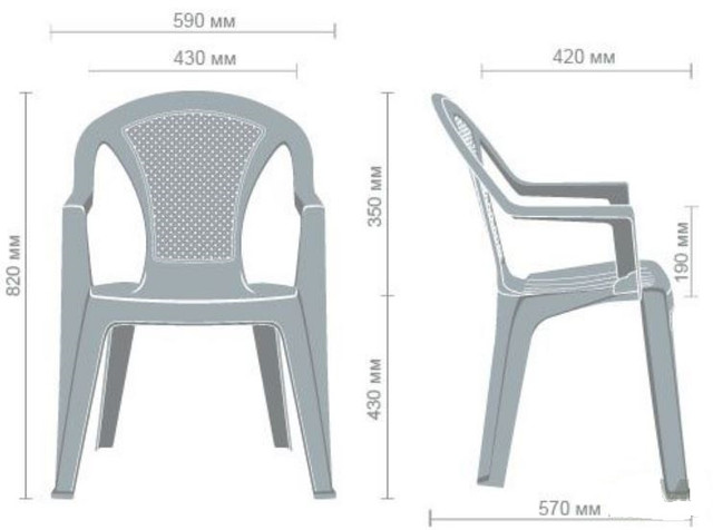 Стул Ischia белый размеры