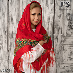 Червона павлопосадська хустина Розкіш ДЕФЕКТ!