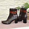 Черевики жіночі шкіряні, декоровані ремінцем з натуральної шкіри "крокодил", фото 4
