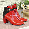 Черевики шкіряні на невисоких підборах, колір червоний/чорний, фото 3