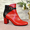Черевики шкіряні на невисоких підборах, колір червоний/чорний, фото 4
