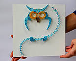 Блакитна Сова пано в техніці стрінг-арт String Art, фото 10