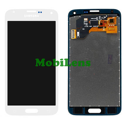Samsung G900, G900F, G900A, G900H, Galaxy S5 Дисплей+тачскрин білий (TFT) * з регулюванням яскравості, фото 1