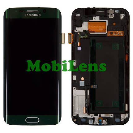 Samsung G925, G925F, Galaxy S6 Edge Дисплей+тачскрин (модуль) темно-зелений * у рамці Original (AMOLED), фото 1