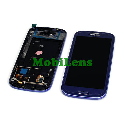 Samsung i9300, Galaxy S3 Дисплей + тачскрин (модуль) темно-синій *в рамці (TFT) * з регулюванням яскравості, фото 1