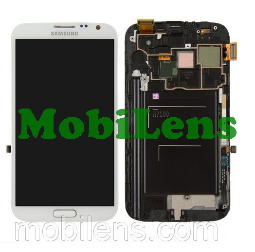 Samsung N7100, Galaxy Note 2 Дисплей + тачскрин (модуль) білий *в рамці Original (AMOLED)