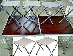 Стіл складаний для пікніка + 6 стільців коричневий