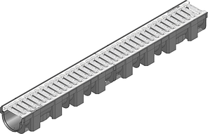 Жолоб HAURATON TOP Х (119 х 89 х 1000), PE-PP (чорний) з оцинк. решіткою 1 м. п.