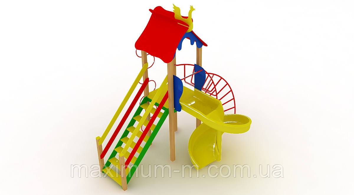 Дитячий комплекс Петушок із пластиковою гіркою "Спіраль"