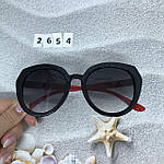 Стильні чорні окуляри з червоними дужками, фото 3