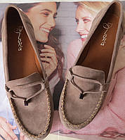 Nona! Мягкие женские мокасины замшевые бежевого цвета туфли весна лето Нона стильные и очень удобные
