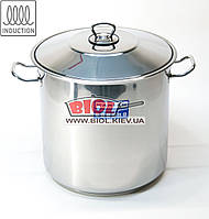 Каструля 17 л (Ø28 см, h-28 см) з неіржавкої сталі з кришкою (індукційне капсульне дно) Arian (Туреччина)