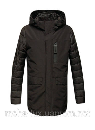 Купить Мужская куртка Clasna демисезонная с капюшоном удлиненная черная ...