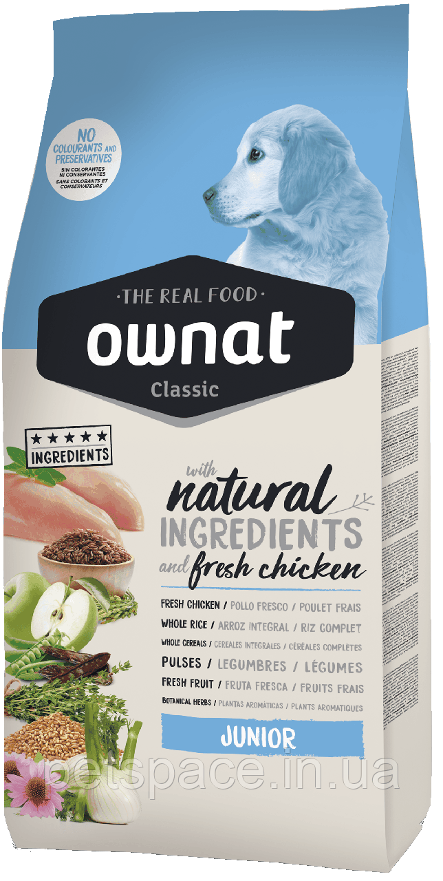 Корм Ownat Junior (Овнат Юніор для цуценят, курка), 4кг.