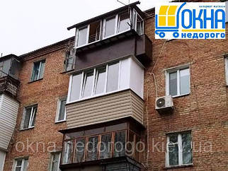 Балкон під ключ в хрущовці з виносом /3000х1050х1050 мм/