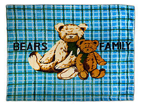 Плед дитячий з мікрофібри "Bears family" блакитний (110х140)