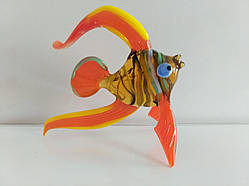 Фігурка скло Рибка бурштинова з жовтогарячими плавниками