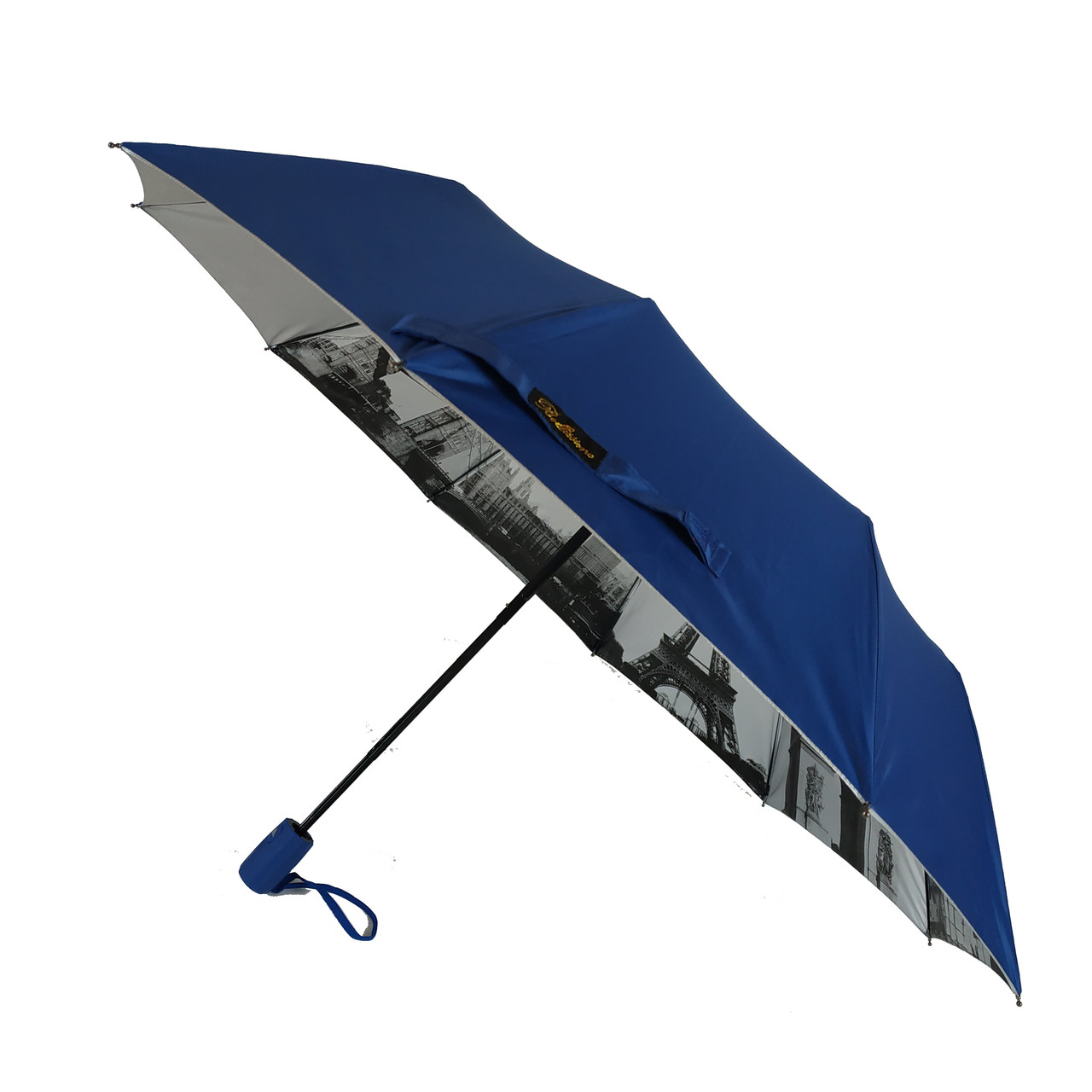 Жіноча парасоля напівавтомат Bellissimo з візерунком зсередини і тефлоновим просоченням, синя, 018315-4