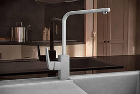 КУХОННИЙ СМІСНИК ГРАНИТНИЙ KAHER SABIN 06 СІРИЙ