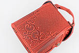 Шкіряний червоний рюкзак ручної роботи, сумка-рюкзак з авторським тисненням, фото 8